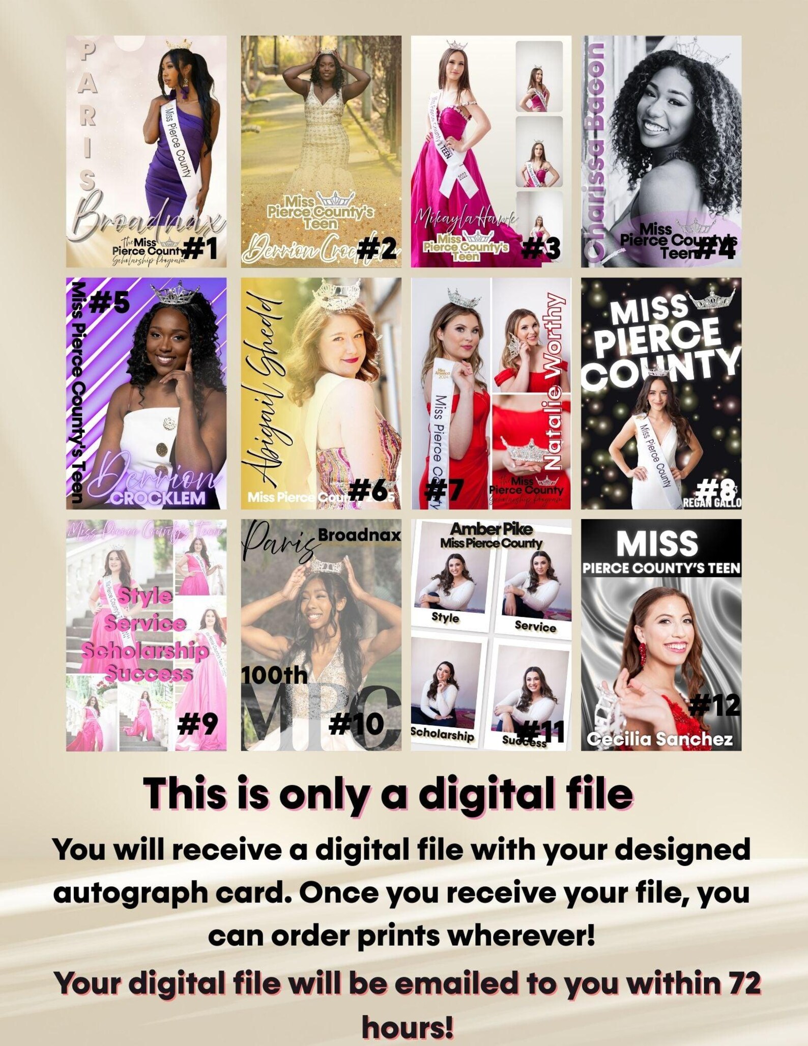 Custom Pageant Autograph Cards | Digital Download 5x7 JPG and PDF - Etsy