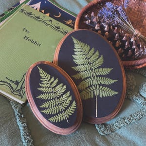 Pressed Fern Canvas Wall Art: Dark Academia Botanical Decor
