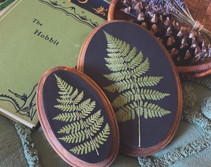 Pressed Fern Canvas Wall Art: Dark Academia Botanical Hanging Decor