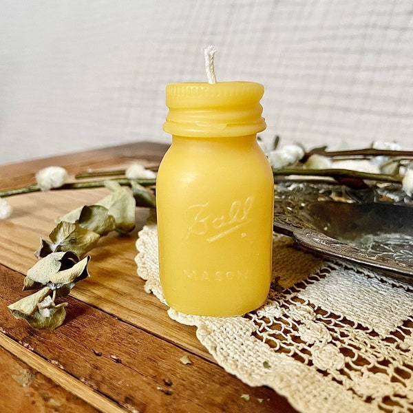 Mini Mason Jar Beeswax Candle Canning Ball Mason Jar Candle Rustic Home Decor Small Votive Gift