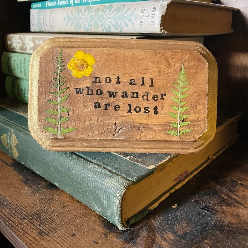 Nature Quote Wall Art Framed Pressed Flower Real Flower Wall Decor Not All Who Wander Are Lost