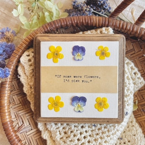 Ich liebe meine Mutter gepresste Blume gerahmt Zitat Kunstwerk | Wildblumen Wand Kunst | Gepresstes Blumendekor | Echte gepresste Blumen | Geschenk für Mama