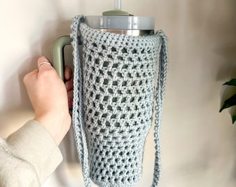 Crossbody Stanley Cup Carrier, Crochet Bottle Holder Bag, Water Bottle Carrier, Water Bottle Totes, Water Bottle Bag, Staley Cup Accessories