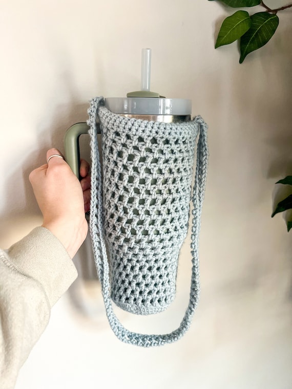 Crossbody Stanley Cup Carrier, Crochet Bottle Holder Bag, Water
