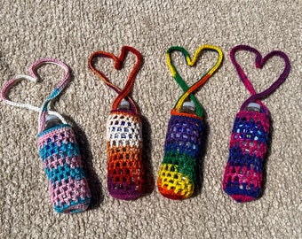 Crochet Water Bottle Tote, LGBT Pride Items, Festival Crochet Bottle Carrier, Pride Parade Bottle Holder, Pride Accessories, Pride Bottle