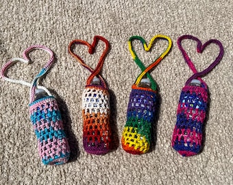 Crochet Water Bottle Tote, LGBT Pride Items, Festival Crochet Bottle Carrier, Pride Parade Bottle Holder, Pride Accessories, Pride Bottle