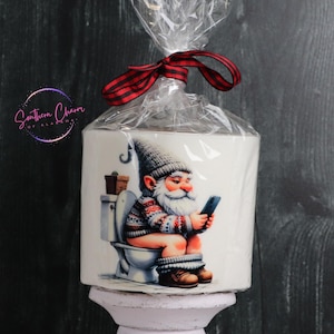 Cute Gnome toilet paper roll with a silly design, great gag gift, novelty item, white elephant or secret Santa gift, home & bathroom decor