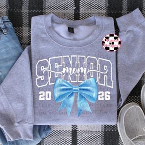 Senior mom, bow, 2026, baby blue, png