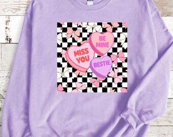 Candy Hearts Checkered PNG Cyfrowe pobieranie pliku o wysokiej rozdzielczości