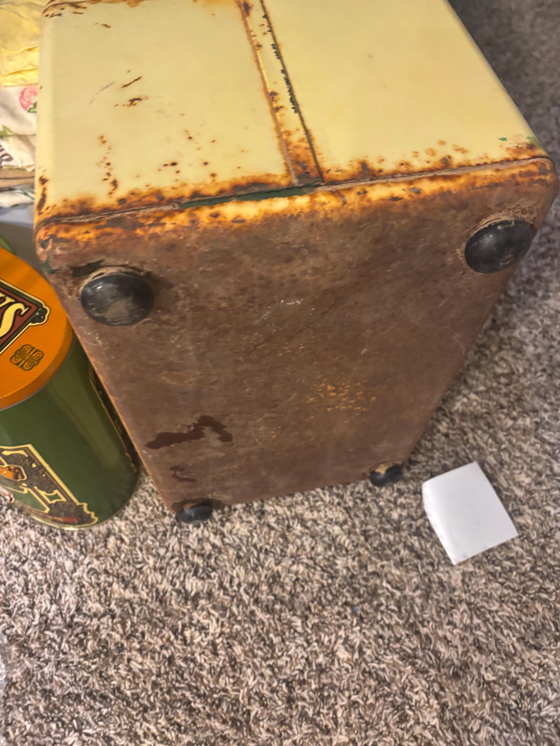 Vintage Rusty, Crusty Metal Tin Hand, Painted Bread Box Yellow Kitschy ...