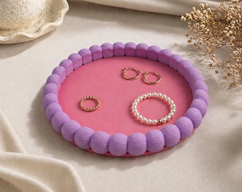 Elegancka tacka na biżuterię w kształcie bąbelka – dwukolorowa | Organizer na biżuterię i dekoracyjna tacka drukowana w 3D