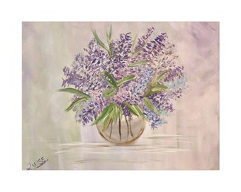 Spring Wall Decor, Original Acrylic Print on Canvas, Spring Lilacs, Comes in 3 Sizes