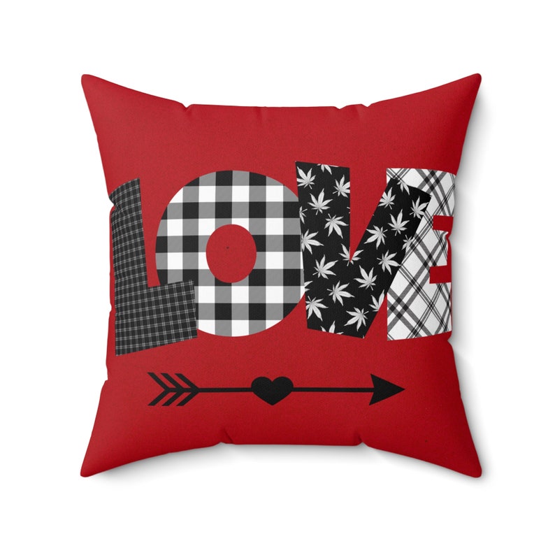 Valentine Throw Pillow LOVE in Red and Black 3 Sizes to Choose From Etsy