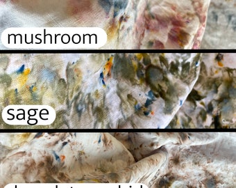 100% Cotton Gauze Fabric | Hand Dyed | Delicate Multicolour Floral Pattern | 20 Colours
