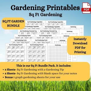 Gardening Printables- Sq Ft Gardening Bundle (Flowers, Fruits, Herbs & Vegetables)