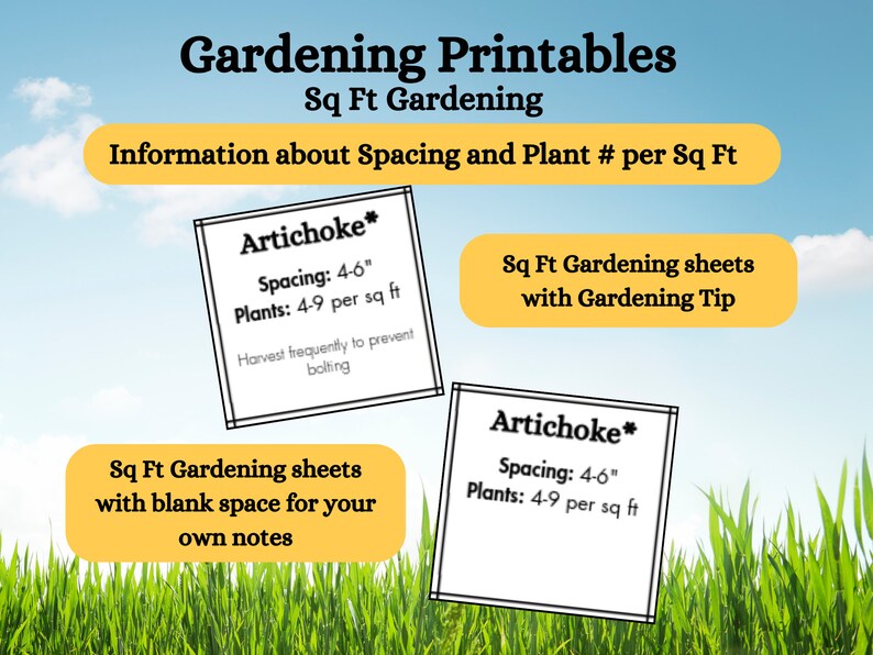 Gardening Printables Sq Ft Gardening Bundle (flowers Fruits Herbs
