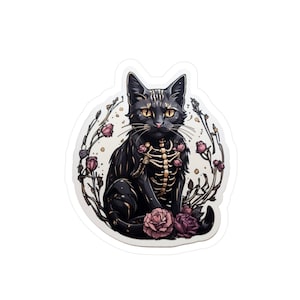 Kawaii Gore Kitty Sticker, Pastel Goth, Gothic, Pink Roses, Full Moon, Gore, Horror, Punk, Spooky, Vibes, Spooky