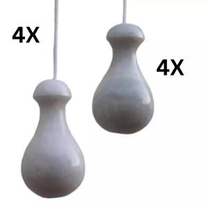 May include: Two grey, pear-shaped light pulls with white cords. The pulls have a rounded top and a wider base. The text "4X" is printed in black on the left and right sides of the image.