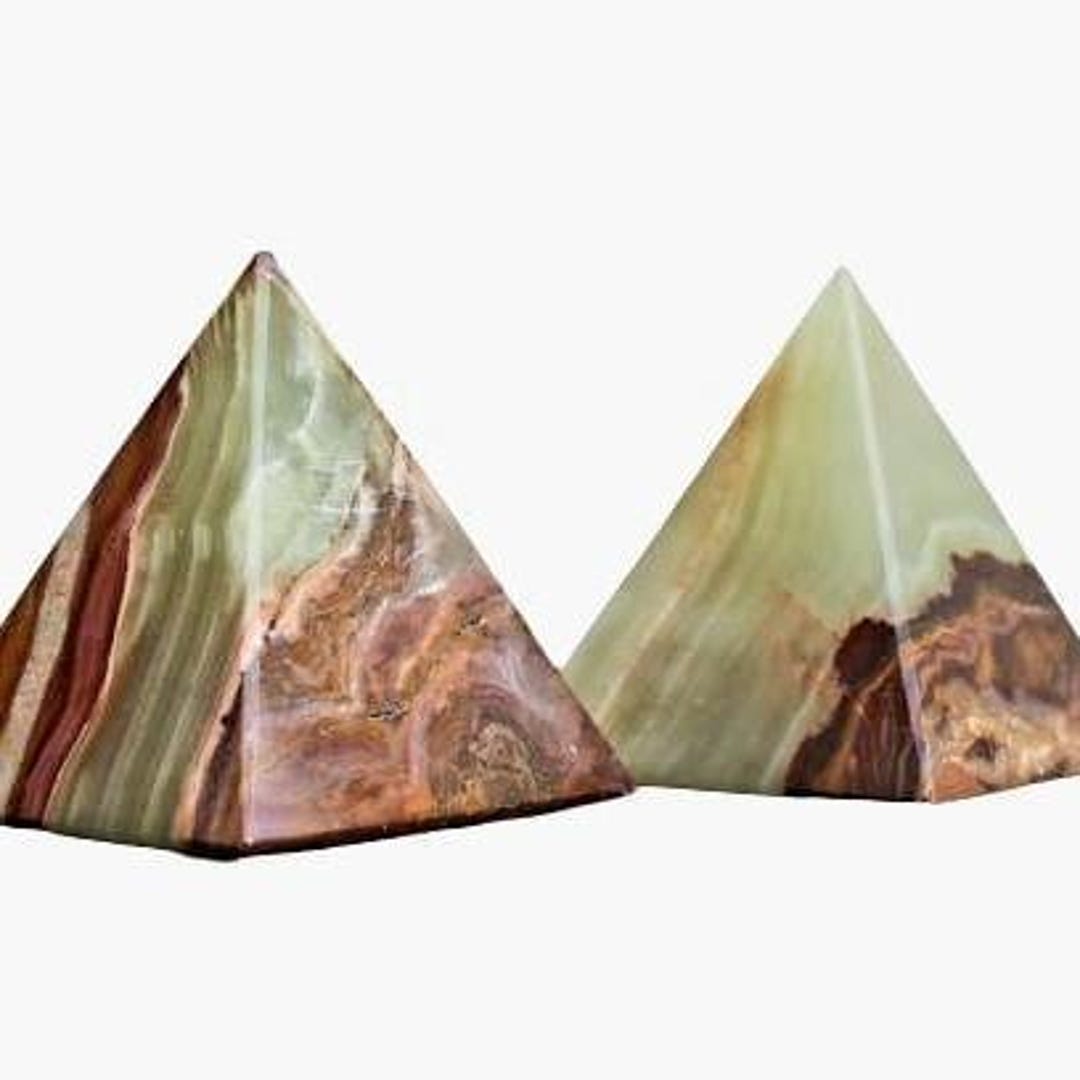 Marbled Paperweights Handmade Onyx Marble Pyramid Paperweights Set of 2, 3” Home Decor Gift ...