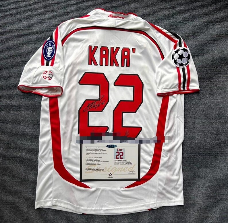Ricardo Kaka Signed AC Milan Home Soccer Jersey #22 With Beckett
