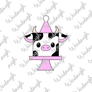 Cow Cake with Party Hat Cookie Cutter: STL File- Instant Download