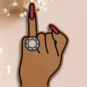Large Light Brown Engagement Ring Foam Finger | Bach Party Decor, Bride Gift, Party Favors, Accessories, Gag Gift, Party Supplies, Wedding