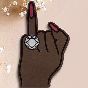 Large Dark Brown Engagement Ring Foam Finger | Bach Party Decor, Bride Gift, Party Favors, Accessories, Gag Gift, Party Supplies, Wedding