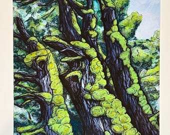 MOSS TREE Art Print 12x20