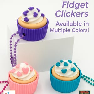 Cupcake Fidget Toy – Clicky Stress Relief for Adults & Kids | Kawaii 3D Printed Desk Toy | Cute Pocket-Sized Gift | Pawpular Prints