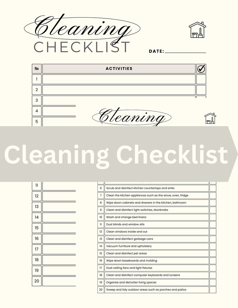 Daily And Weekly Cleaning Checklist Printable