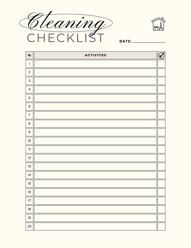 PRINTABLE Daily and Weekly Cleaning Checklist | PDF - Etsy