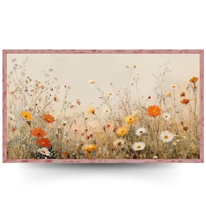 FRAME TV art Summer wildflowers, Samsung Frame tv art field of flowers, Spring country farmhouse cottage tv art vintage style , tv abstract