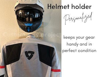 Personalized Motorcycle Helmet Holder Rack - Mounted Gear Organizer for Helmets, Jackets, and Accessories - Father&#39;s Day gift