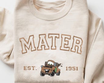 Tow Mater Embroidered Sweatshirt, Mater Embroidery, Mater Sweatshirt, Disney Embroidered Hoodie, Car Movie Sweatshirt