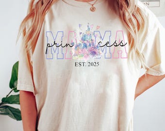 Personalized Disneyland Mama Shirt, Disneyland Watercolor Princess Shirt, Disneyland Mom, Disneyland Mother's Day Shirt