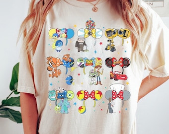 Camiseta de la película Pixar, camiseta de Pixar, camiseta de los personajes de Pixar, camisetas de Toy Story, camiseta de Monster Inc, película Cars, Ratatouille, Lightning Mcqueen