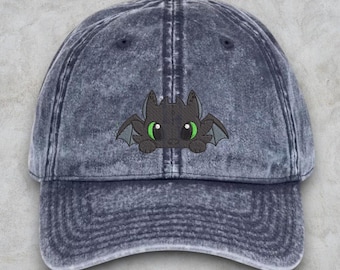 Toothless Embroidered Cap, Toothless Dragon Hat, How To Train Your Dragons Cap
