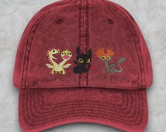 Toothless Friends Embroidered Cap, How To Train Your Dragons Cap, Toothless Hat