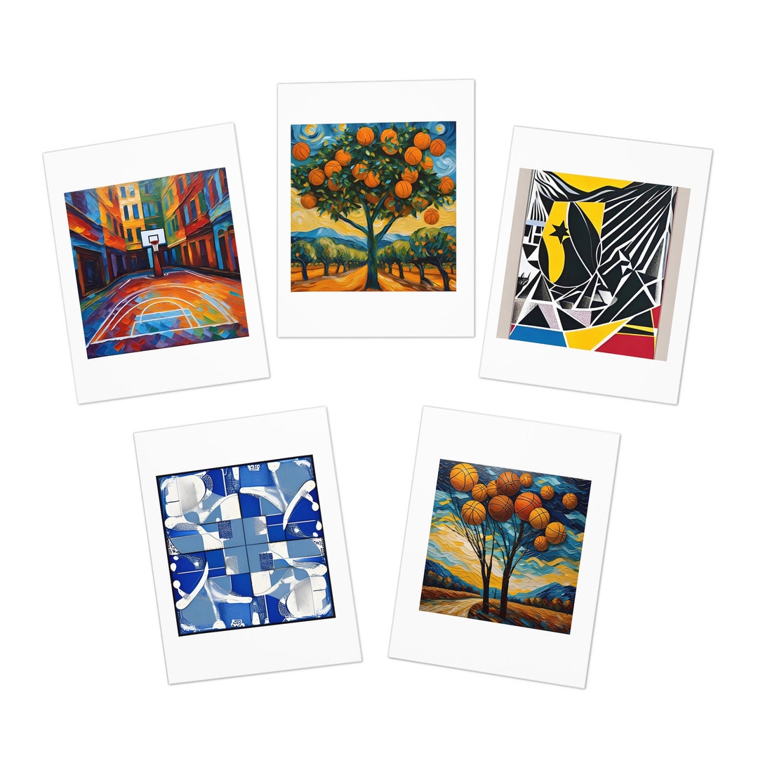 Artsy Basketball Note Cards (5-pack) - Etsy