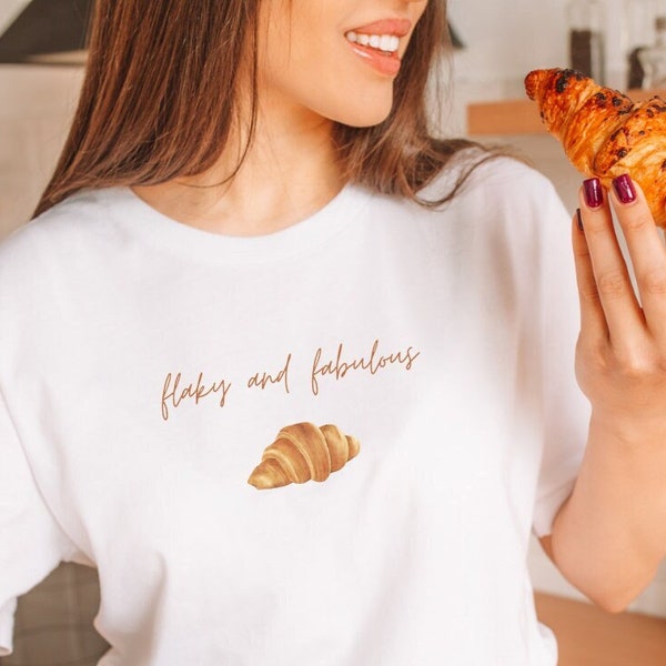 Flaky und fabelhaftes Croissant Shirt, Croissant Grafik-T-Shirt, süßes Croissant Shirt, Unisex Croissant Shirt