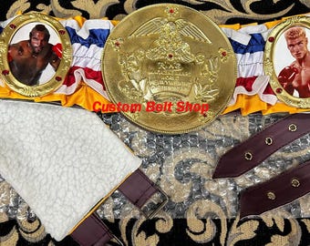 Cinturón de campeonato de boxeo de la revista Rocky Ring, chapado en oro, talla para adulto.