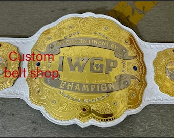 IWGP Intercontinental Championship Belt White Leather Strap Adult Size