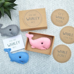Matchbox Cute Whale Gift, Felt Whale Gift, Love Gift, Valentine Gift, Mothers Day, Pocket Hug, Get Whale Soon