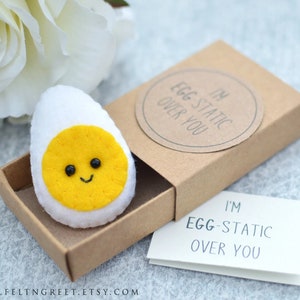 Cute Egg Pun Gift, Felt Egg in a Matchbox, Cute Felt Egg, Love Gift, Pun Gift, Valentines Day Gift, I'm Egg-static over you