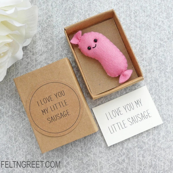 Cute Sausage Gift, Matchbox Pun Gift, Little Felt Sausage, Funny Sausage Gift, Love Felt Gift, Happy Birthday, Valentine Day Gift