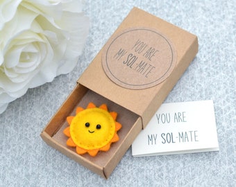 Cute Sunshine Matchbox Gift, Matchbox Sun Pun Gift, Cute Felt Sun, Love Gift, Pun Gift, Valentines Day Gift, you are my sunshine