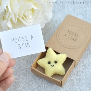 Boîte d'allumettes cadeau jeu de mots étoile, étoile en feutre mignonne, cadeau jeu de mots amour, cadeau Saint Valentin, tu es une star, cadeau soeur