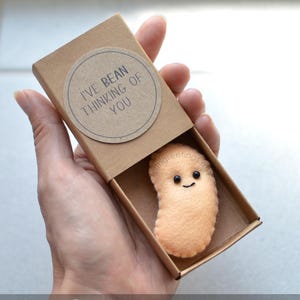 Cute baked bean pun gift, felt bean, matchbox bean pun gift, butterbean, funny birthday gift, Valentines Day Gift
