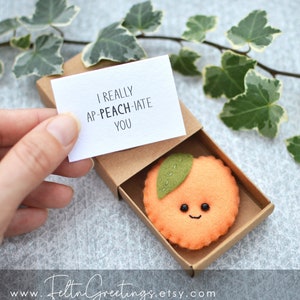 Joli cadeau de jeu de mots pêche, feutre pêche, cadeau de Saint-Valentin, cadeau de jeu de mots pêche boîte d'allumettes, anniversaire pêche