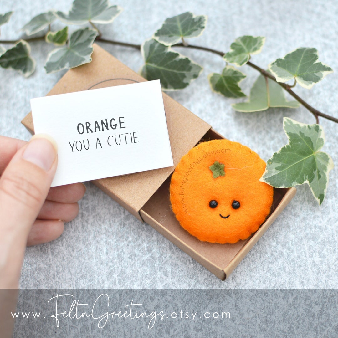 Cute Orange Pun Gift Felt Orange Valentines Day Gift Matchbox Orange